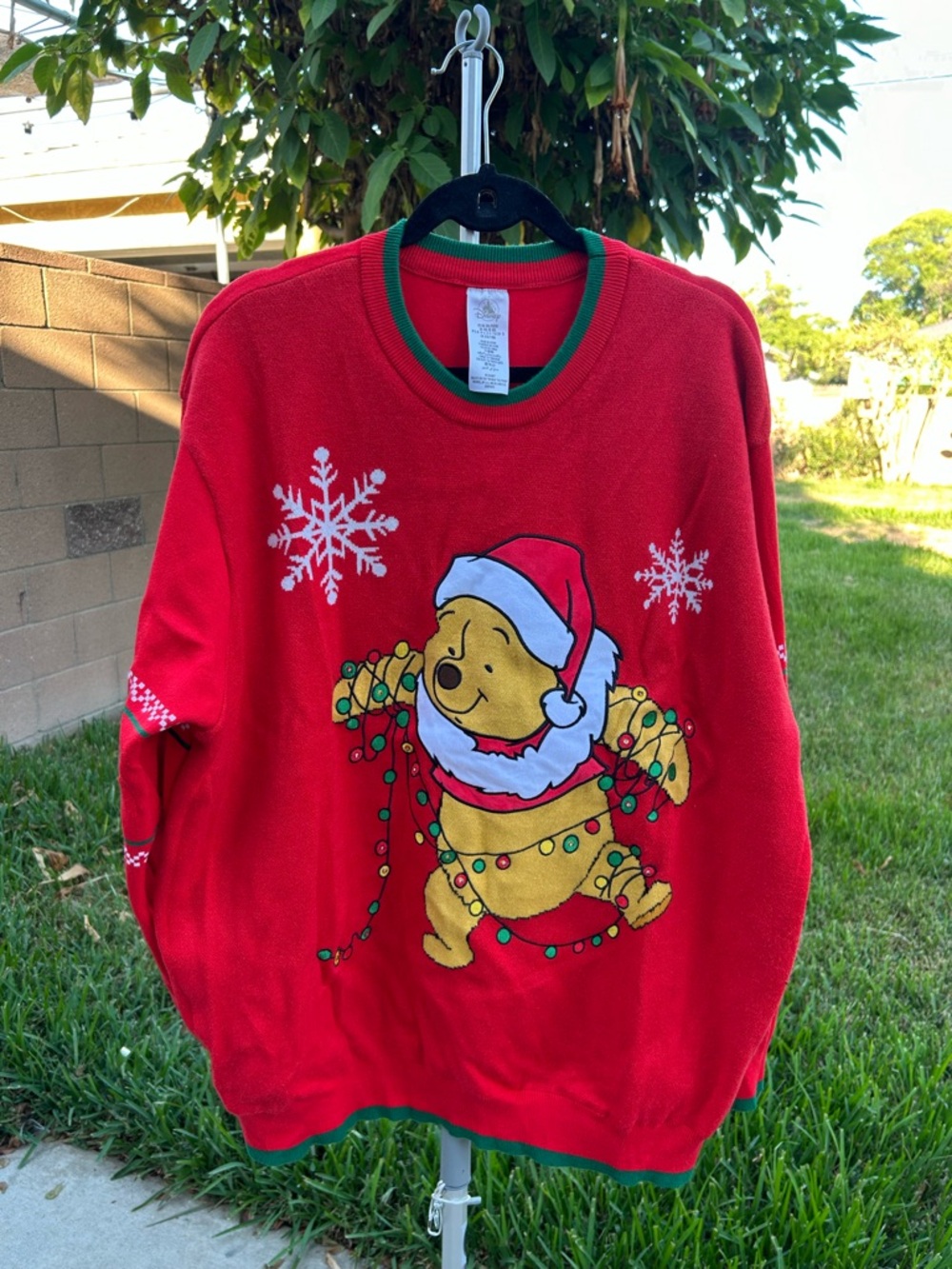 Disney parks 2025 Red Winnie the Pooh light up Christmas Crewneck Sweater